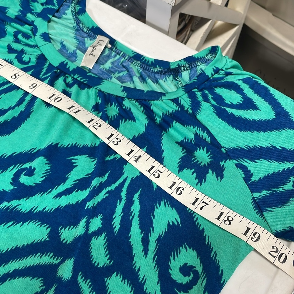Lily pad Women Tunic Top Blouse Top Blue Teal Size medium 3/4 Sleeve G - Picture 10 of 11
